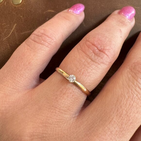 Dainty 14k Gold Diamond Ring - Picture 1 of 7